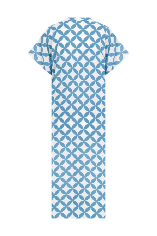 Kısa Kollu Kuşaklı Uzun Elbise Standart Renk - 5