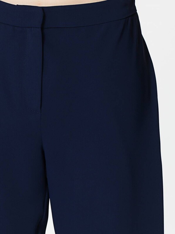  Kısa Paça Balon Kadın Pantolon Lacivert - 4