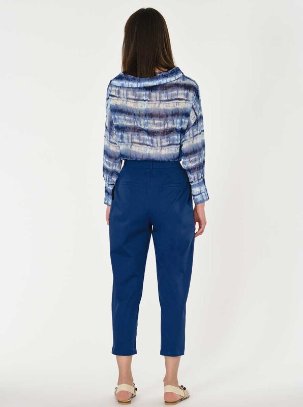 Kısa Paça Cepli Pantolon Lacivert - 2