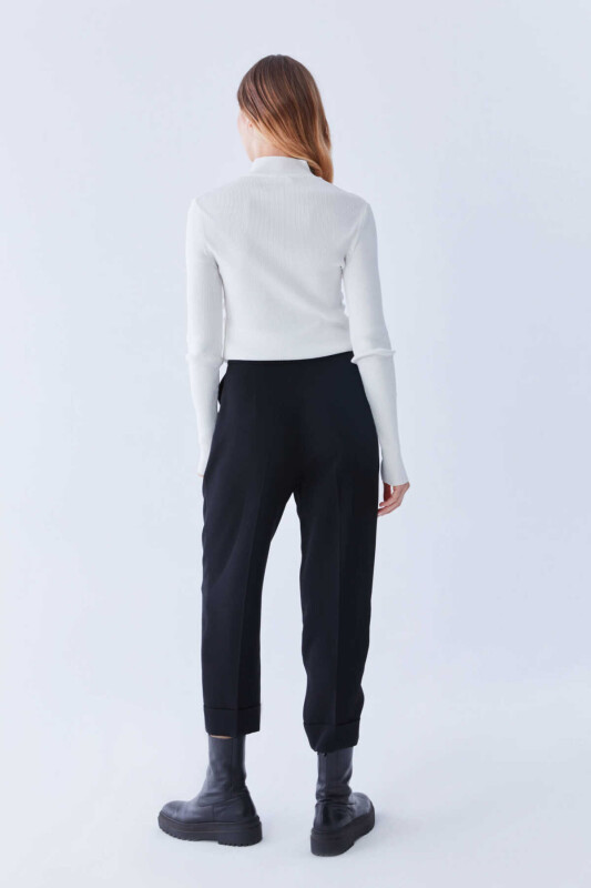  Kısa Ve Duble Paça Kadın Pantolon Siyah - 2