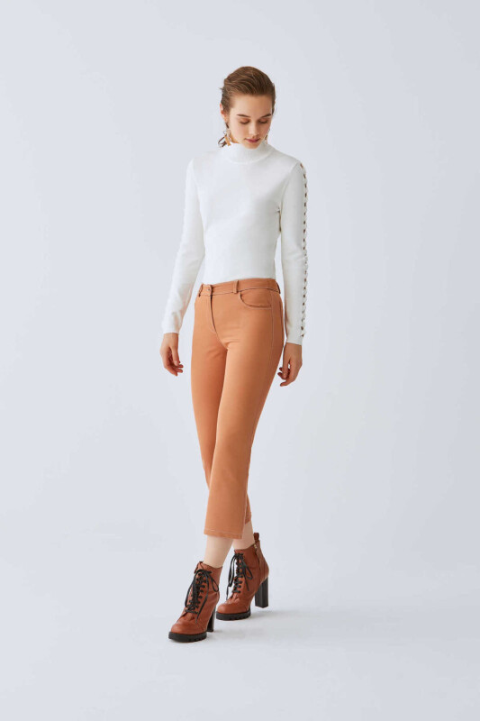  Kısa Ve Geniş Paça Kadın Pantolon Standart Renk - 3