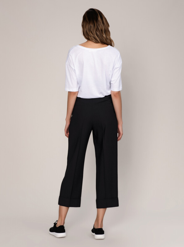  Kısa Ve Geniş Paça Pantolon Siyah - 2
