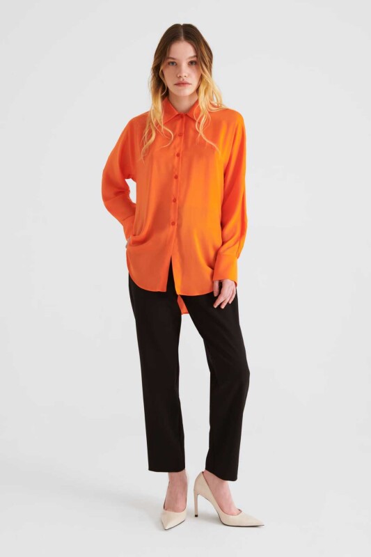 Klasik Kadın Gömlek Oranj - 3