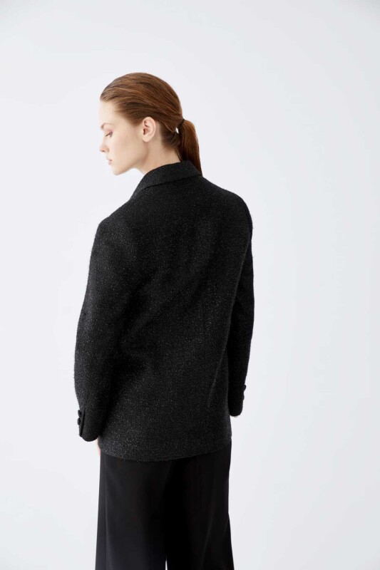  Klasik Simli Kadın Ceket Siyah - 2