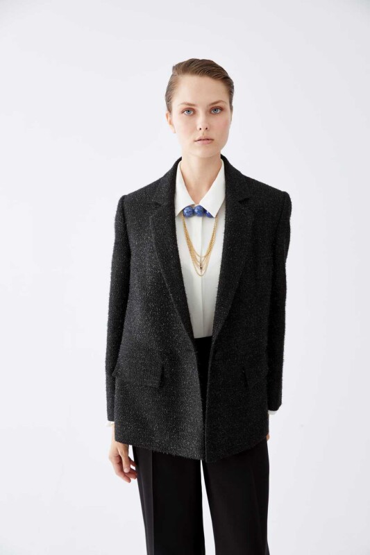  Klasik Simli Kadın Ceket Siyah - 3