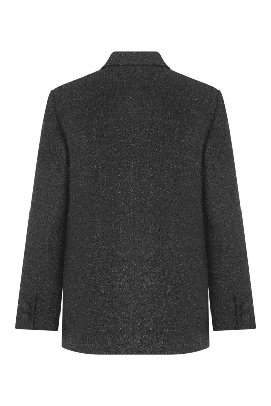  Klasik Simli Kadın Ceket Siyah - 5