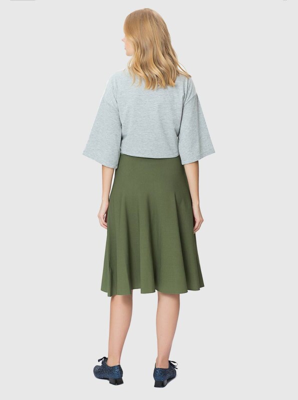  Kloş Koyu Triko Etek Yeşil - 2