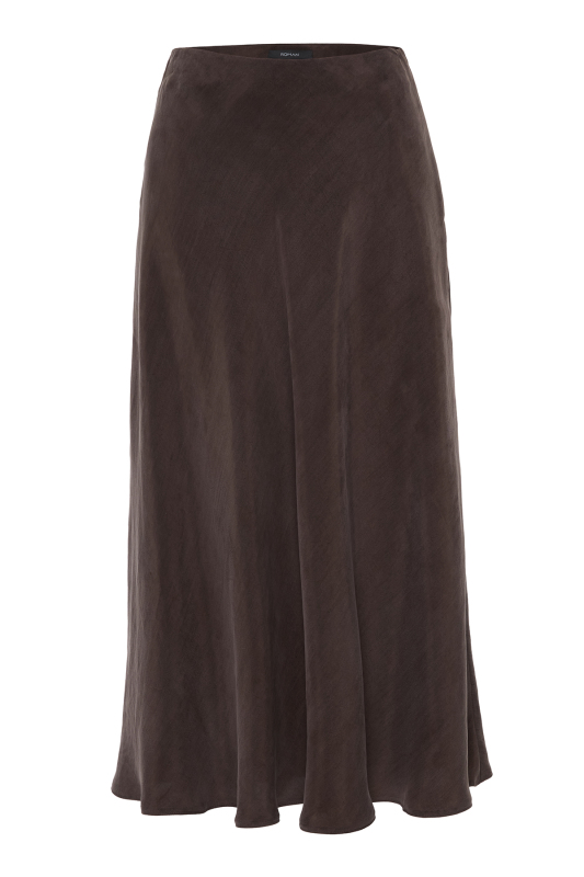 Kloş Midi Etek Kahve - 4