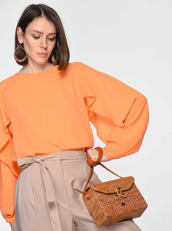 Kol Detaylı Bluz Kayısı - 3