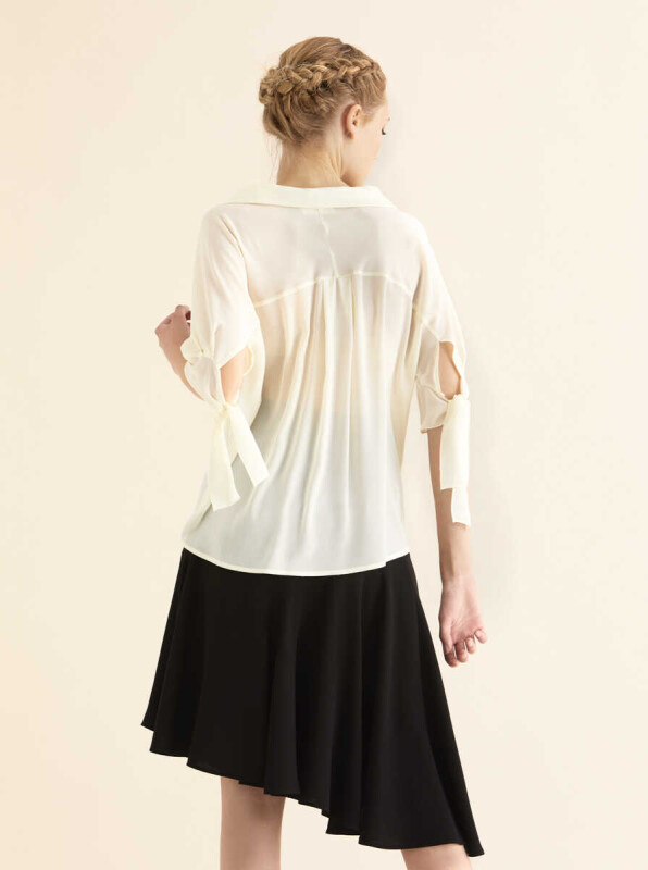 Kol Detaylı Bluz Kemik - 2