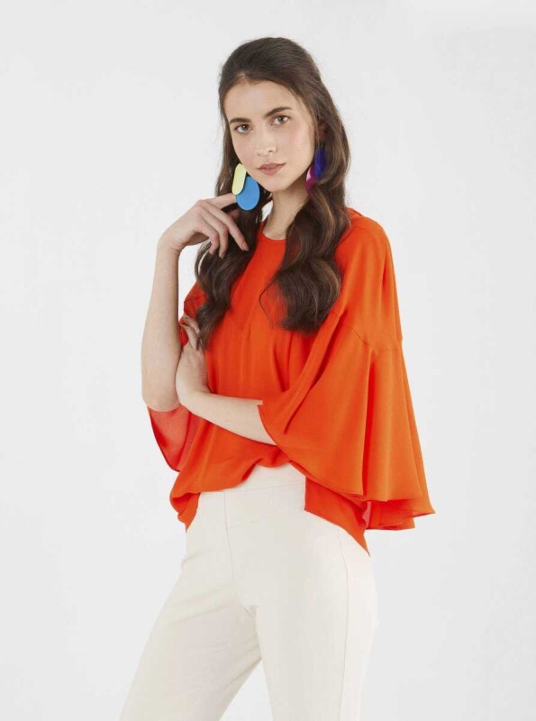 Kol Detaylı Bluz Oranj - 4