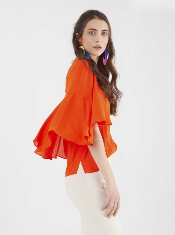 Kol Detaylı Bluz Oranj - 3