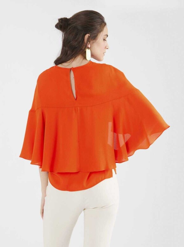 Kol Detaylı Bluz Oranj - 2