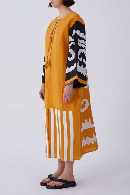 Kol Detaylı Etnik Günlük Elbise Standart Renk - 3