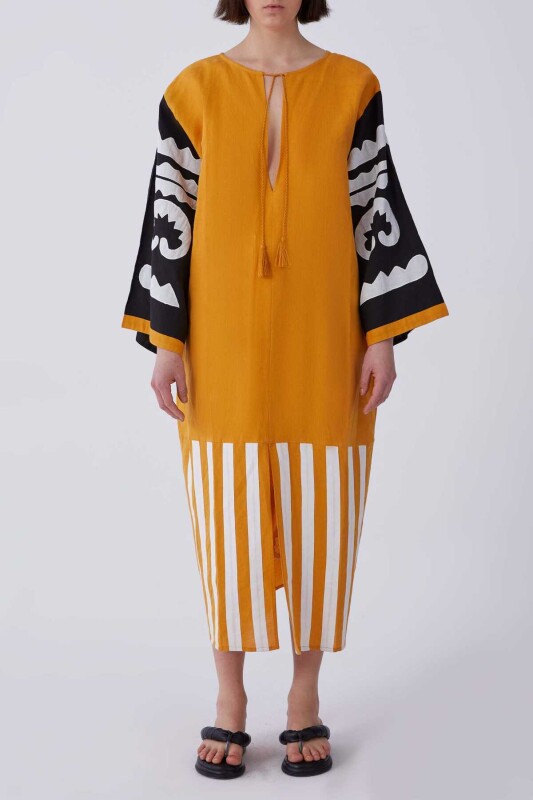 Kol Detaylı Etnik Günlük Elbise Standart Renk - 1