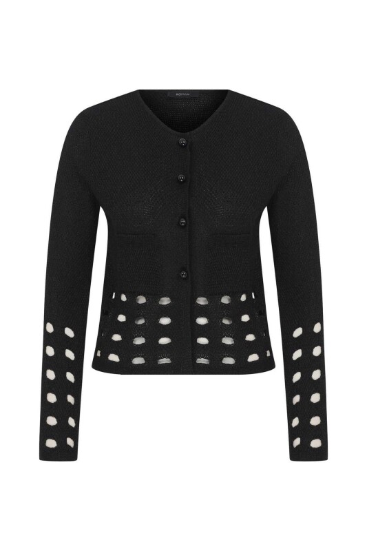 Kol Ve Bel Detaylı Kadın Triko Siyah - 4