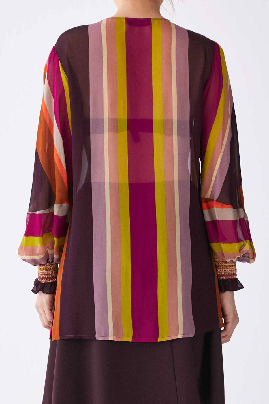  Kolları Detaylı Renkli Transparan Kadın Gömlek Standart Renk - 2