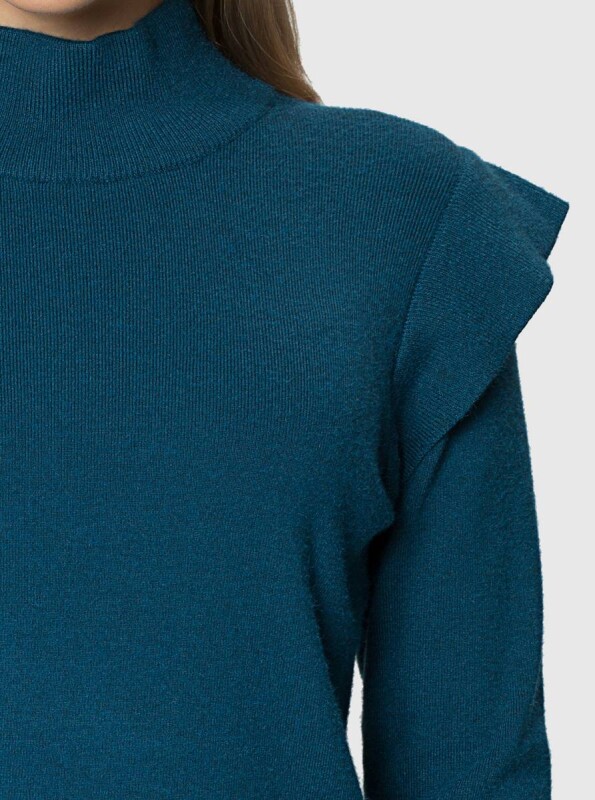  Kolları Detaylı Triko Petrol - 3