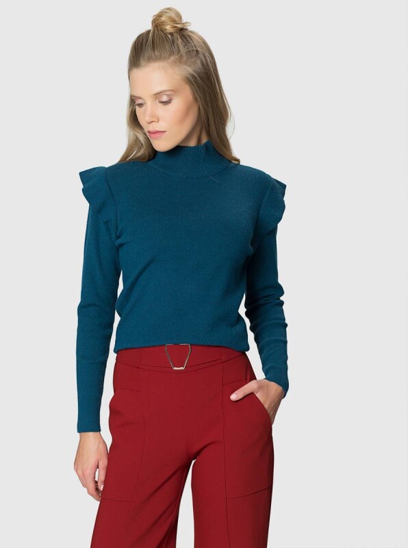  Kolları Detaylı Triko Petrol - 4