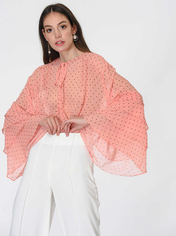 Kolları Volanlı Bluz Pembe - 3