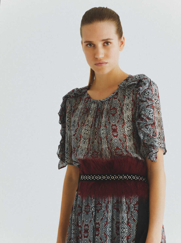  Kolları Volanlı Şifon Elbise Standart Renk - 4