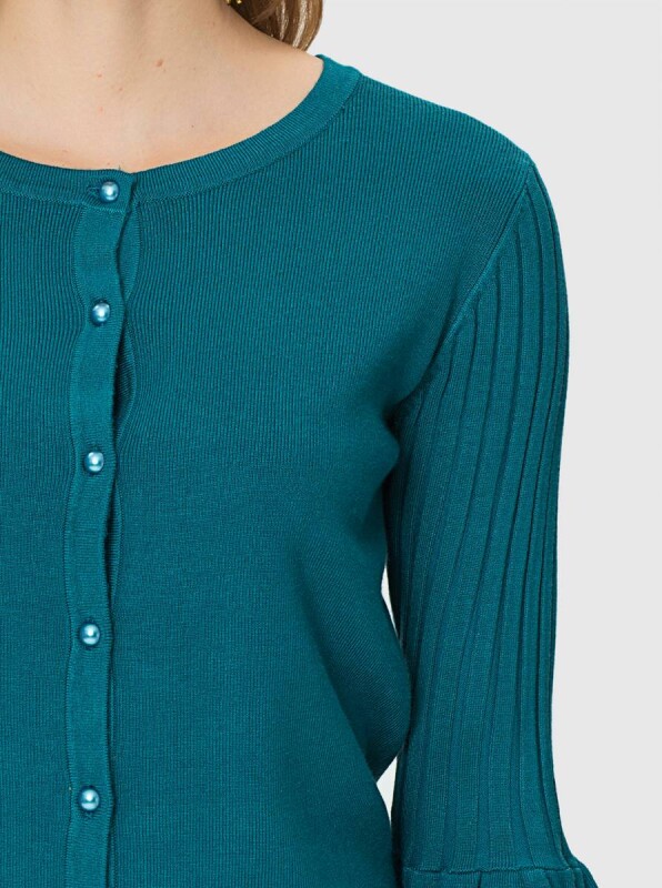  Kolları Volanlı Triko Petrol - 3