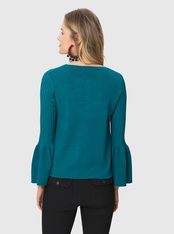  Kolları Volanlı Triko Petrol - 2