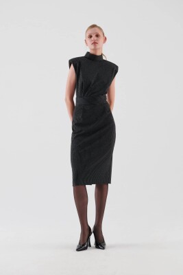  Kolsuz Çizgili Abiye Elbise Standart Renk - 1