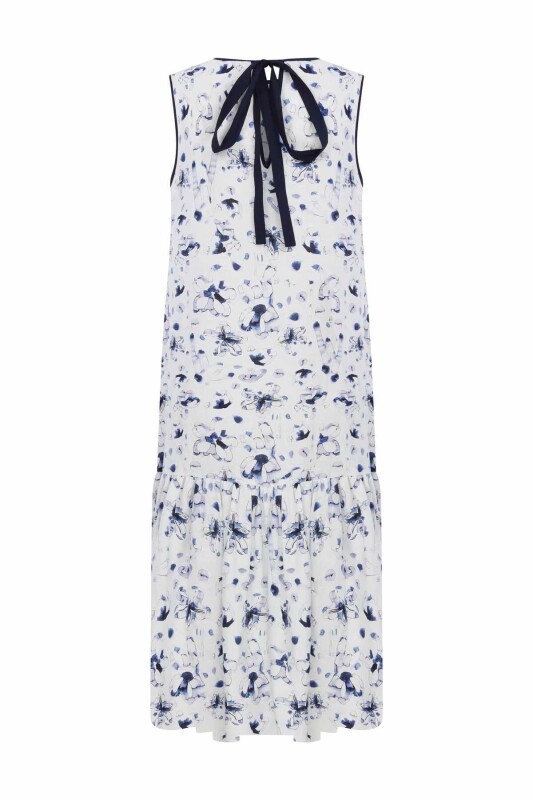 Kolsuz Desenli Midi Boy Elbise Standart Renk - 5