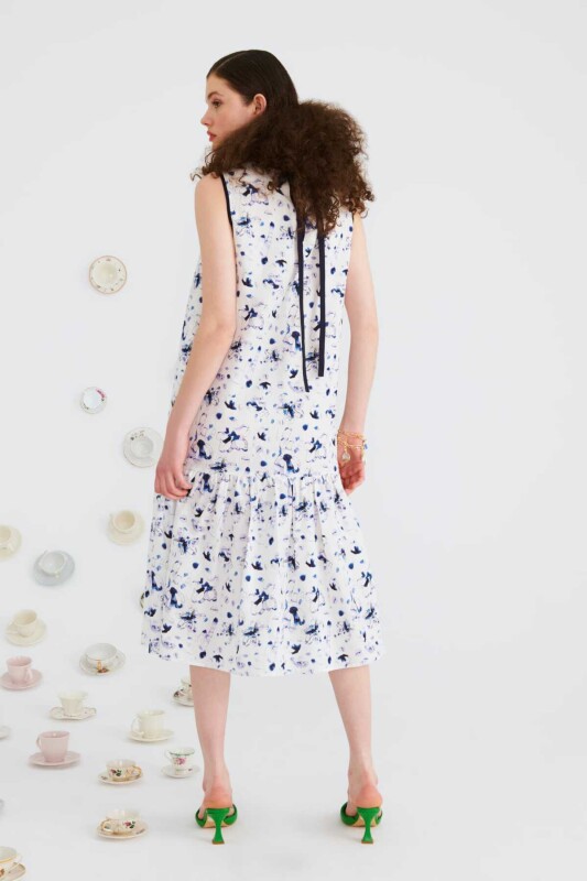 Kolsuz Desenli Midi Boy Elbise Standart Renk - 2