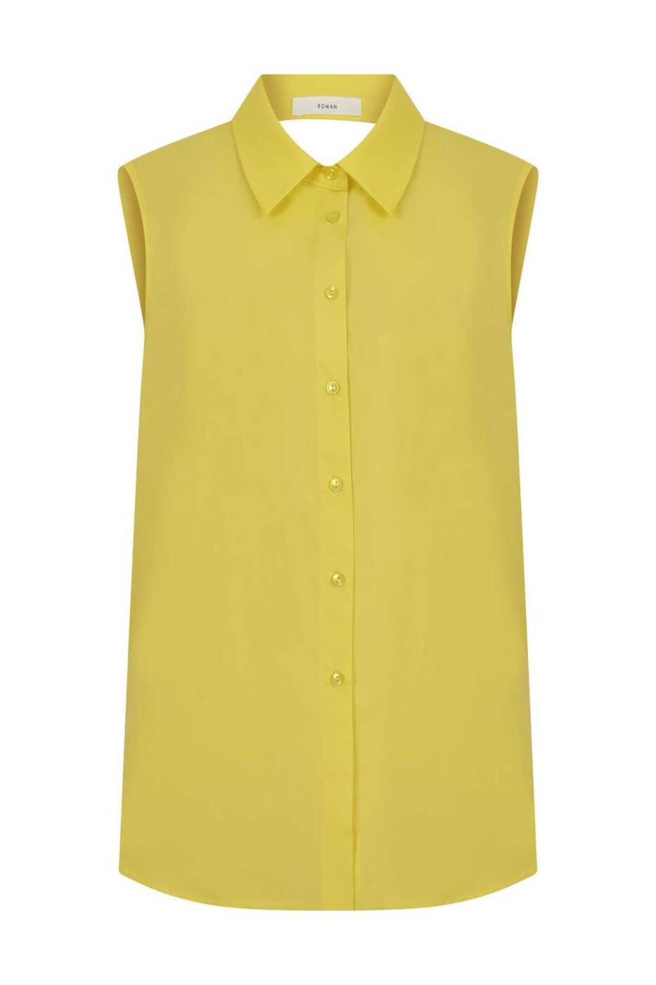 Kolsuz Düğmeli Kadın Gömlek Sarı - 4