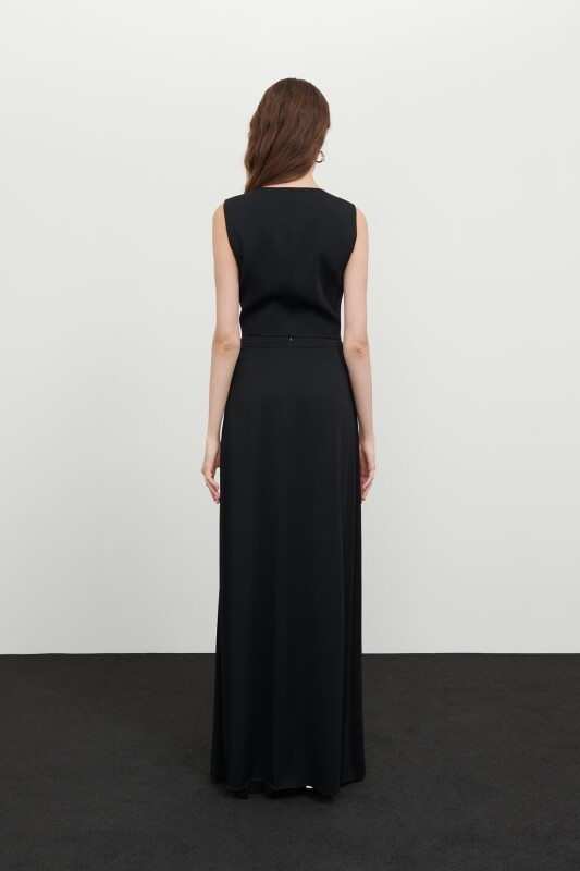 Crep V Yaka Viscon Yelek Siyah - 2