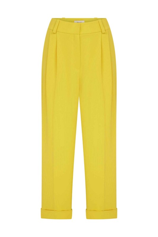  Krep Havuç Pantolon Sarı - 3