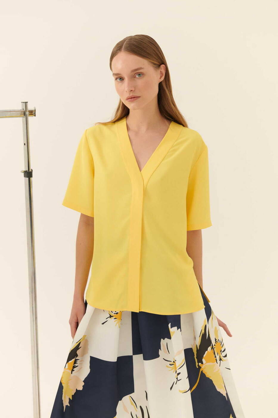  Krep Kadın Gömlek Sarı - 3