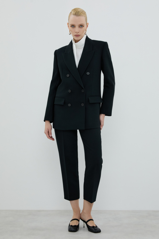 Kruvaze Yün Ceket Siyah - 3