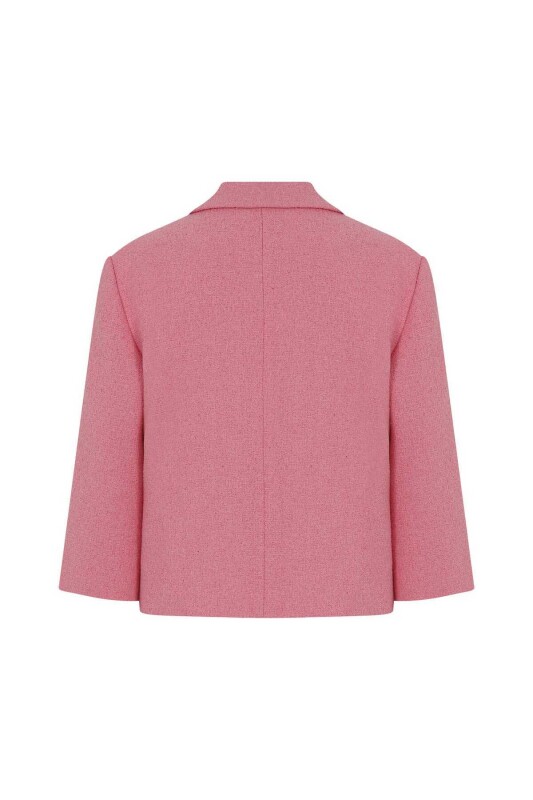 Kruvaze Düğmeli Kadın Ceket Pembe - 5