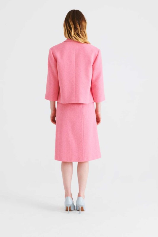 Kruvaze Düğmeli Kadın Ceket Pembe - 2