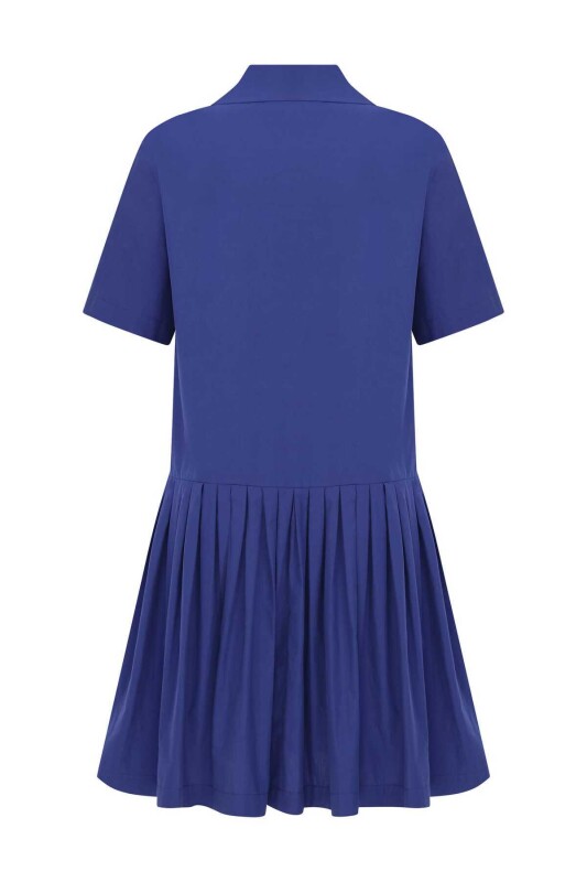 Kruvaze Yakalı Günlük Elbise Lacivert - 5