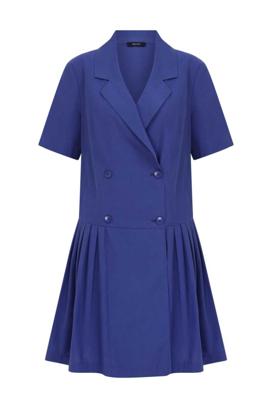 Kruvaze Yakalı Günlük Elbise Lacivert - 4