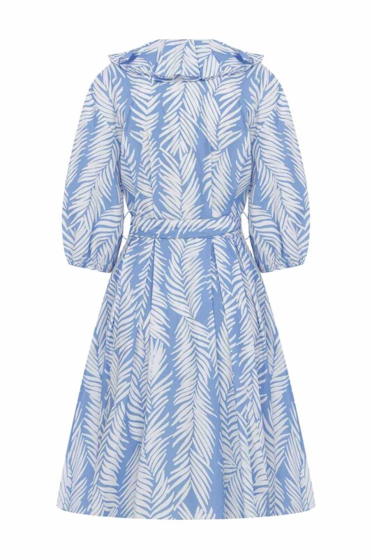 Kuşak Detaylı Desenli Midi Boy Elbise Standart Renk - 5