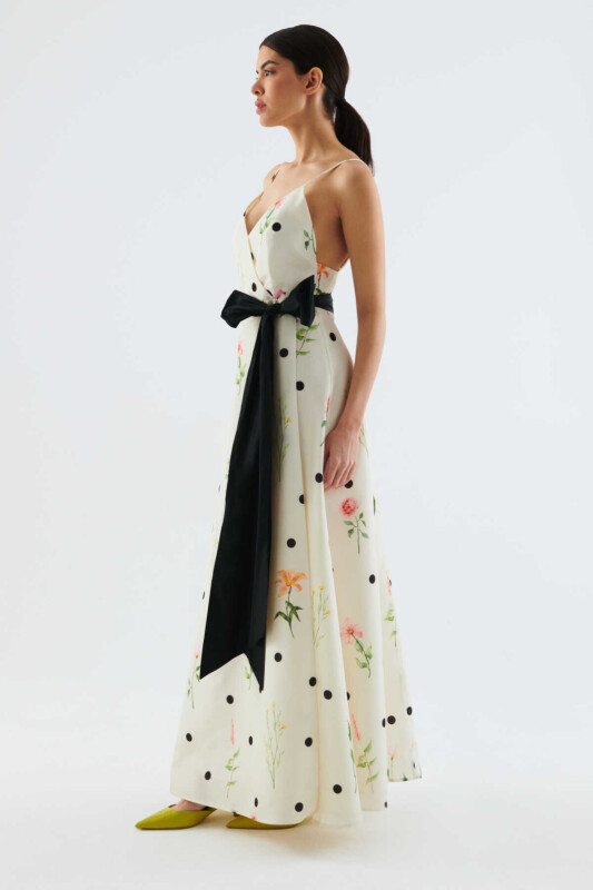 Kuşaklı Askılı Abiye Elbise Standart Renk - 3