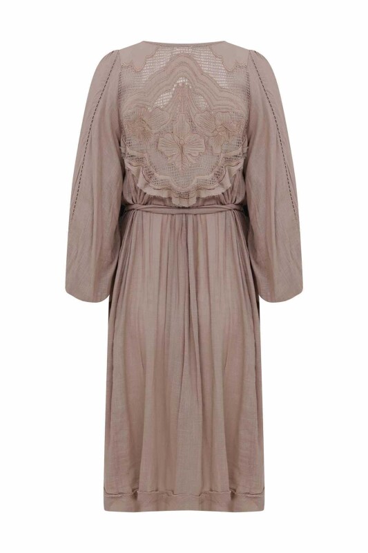 Kuşaklı Günlük Elbise Standart Renk - 5