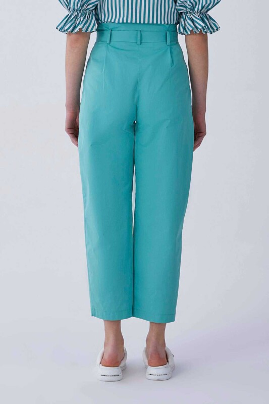 Kuşaklı Kadın Pantolon Nil Yeşili - 2