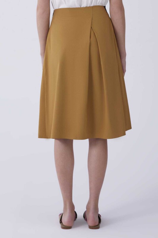 Kuşaklı Koyu Midi Etek Olive - 2