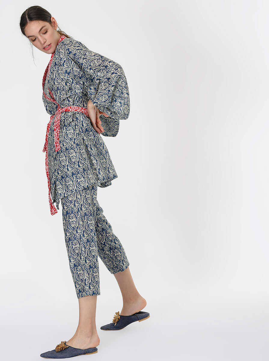 Kuşaklı Renkli Kimono Standart Renk - 3