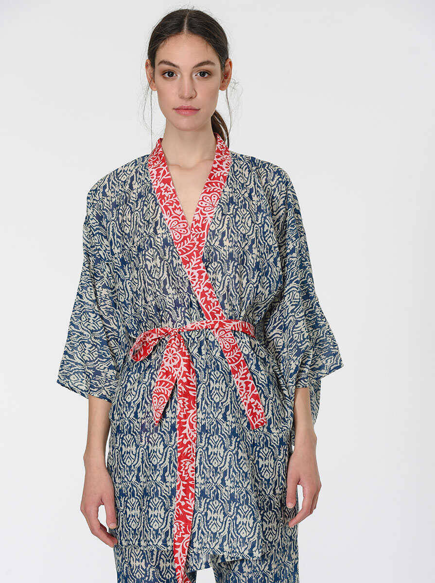 Kuşaklı Renkli Kimono Standart Renk - 1