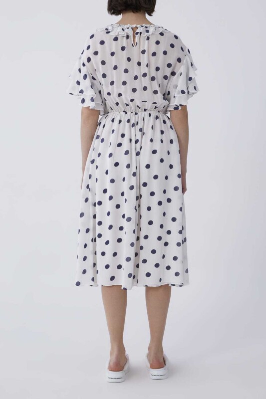 Lacivert Puantiyeli Uzun Elbise Standart Renk - 2