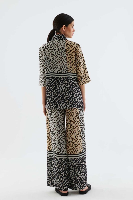 Leopar Desenli Düğmeli Kadın Gömlek Standart Renk - 2