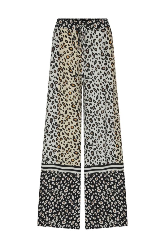 Leopar Desenli Geniş Paça Kadın Pantolon Standart Renk - 4