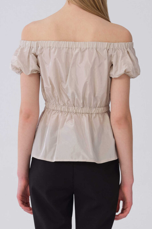 Madonna Yaka Beli Büzgülü Taş Bluz Taş - 2